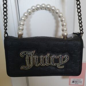 Juicy Couture Black Shoulder Bag with Pearl Handle